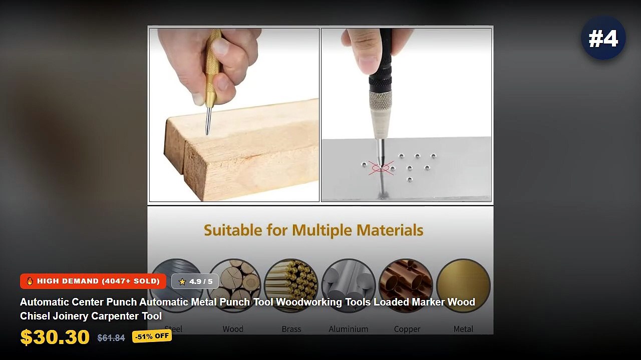 Automatic Drill Bits: Top 5 Best Sellers - Auto Center Puncher Hole Marker Wood Metal Steel Spring Load Kerner Drill Loc...
