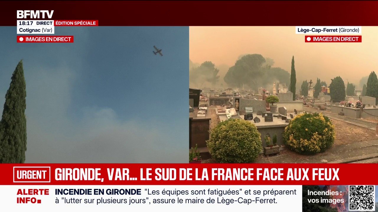 Incendies en Gironde: le feu s'approche d'un cimetière de Lège-Cap-Ferret