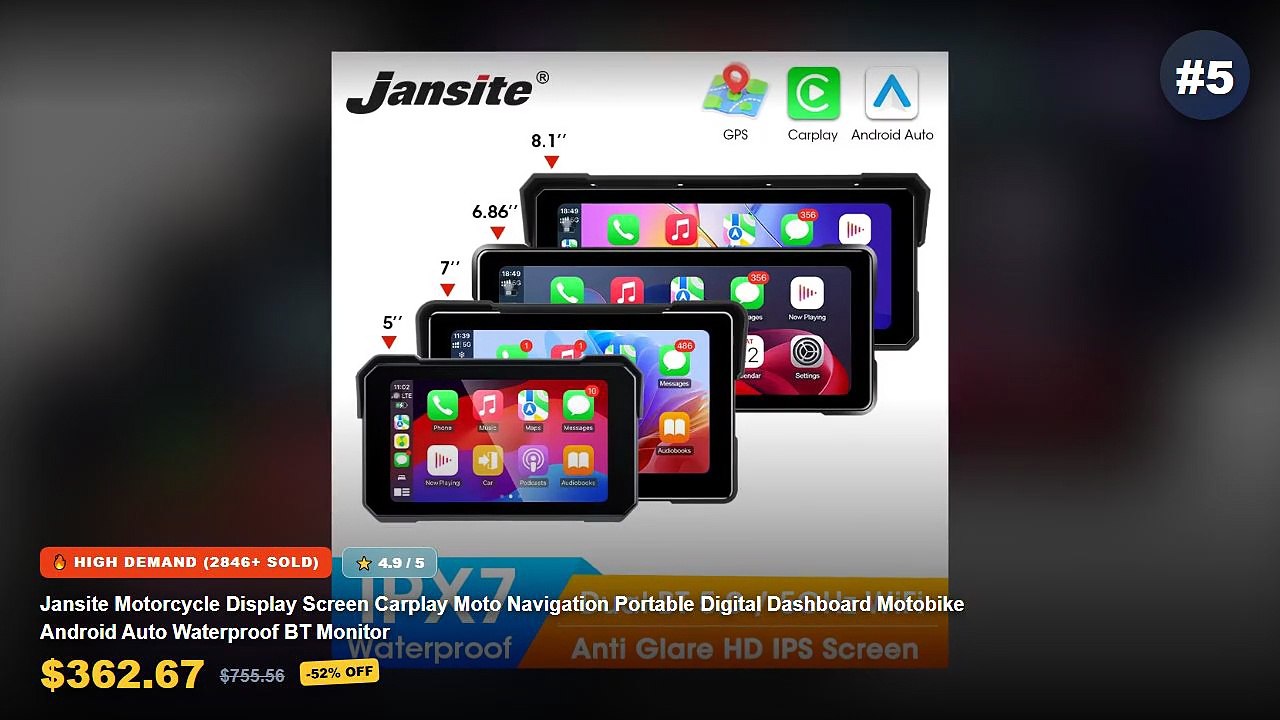 Why Everyone Is Buying Portable Dash Board - Jansite Motorcycle Display Screen Carplay Moto Navigation Portable Digital ...