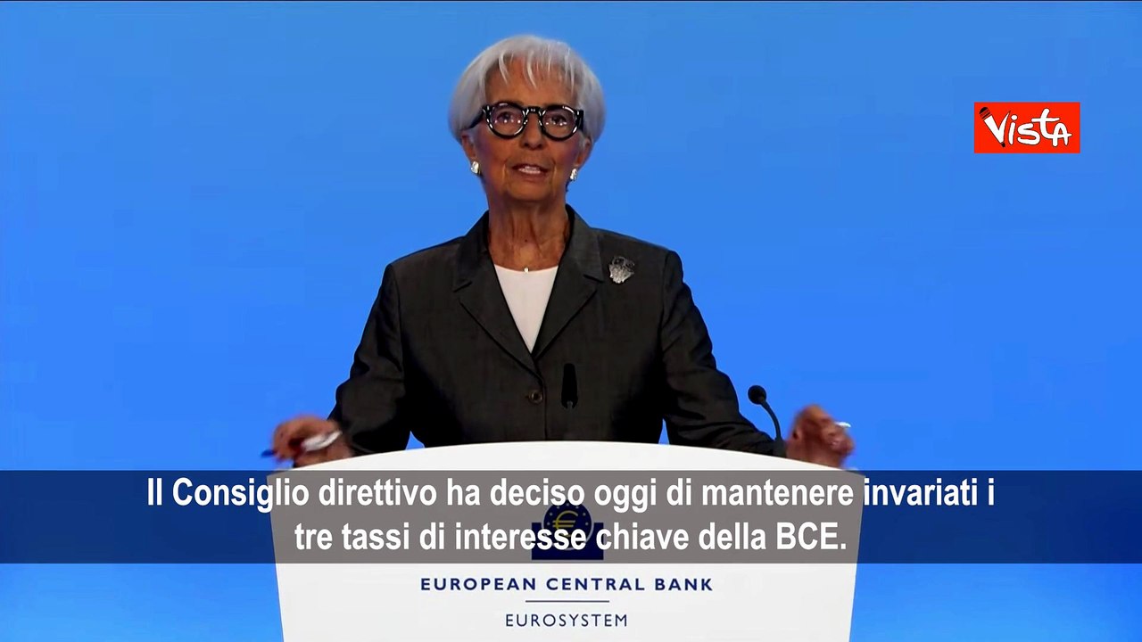 Lagarde (Bce): Tassi invariati, incertezza resta alta e impatto shock energia non è finito
