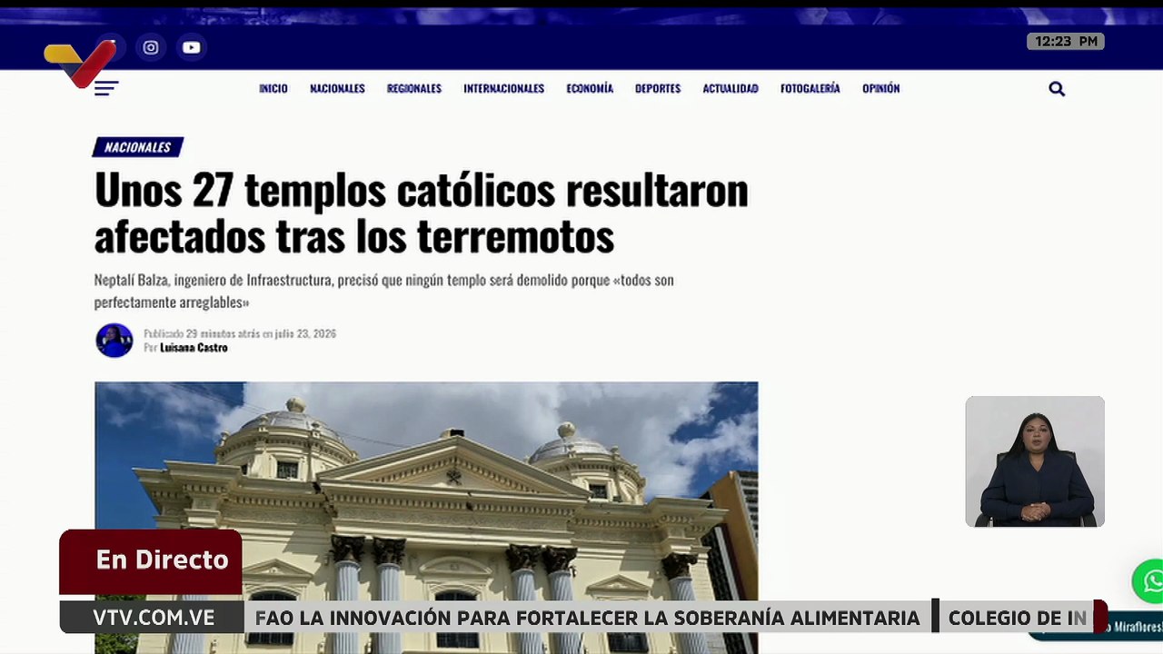 Un total de 27 templos católicos han sufrido daños tras los terremotos del pasado 24 de junio