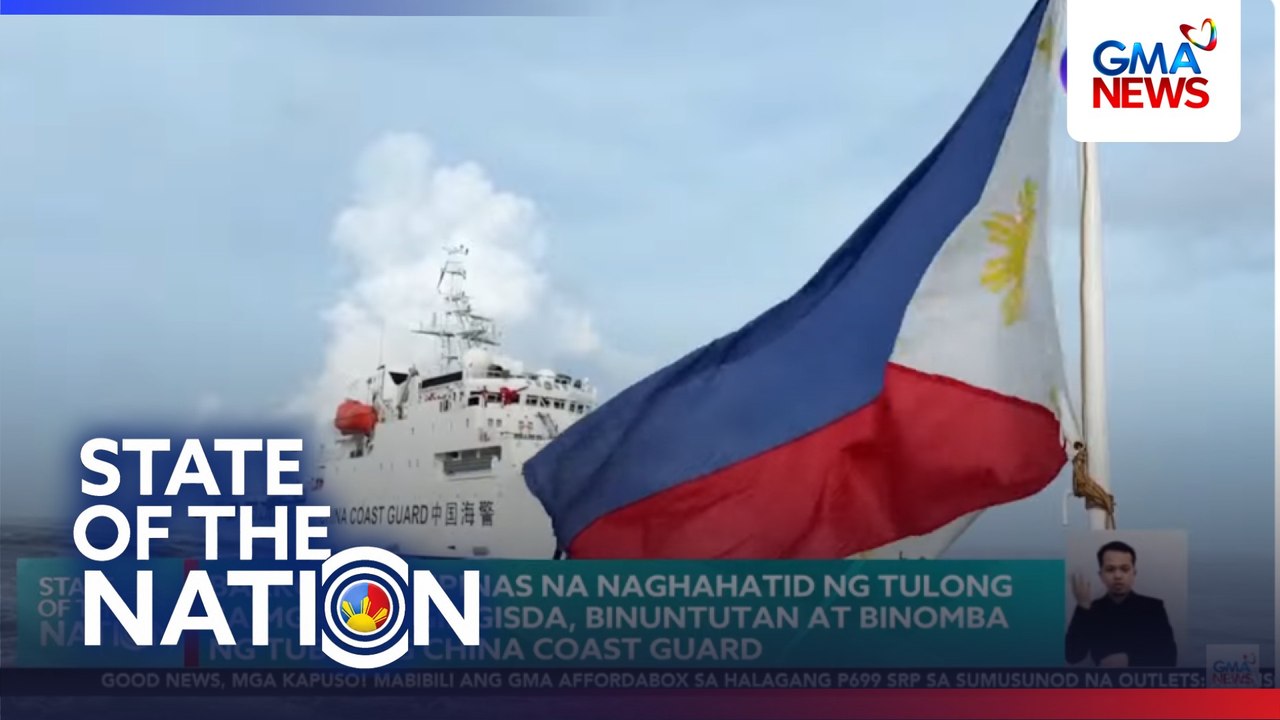 Barko ng Pilipinas na naghahatid ng tulong sa mga mangingisda, binuntutan at binomba ng tubig ng China Coast Guard | SONA