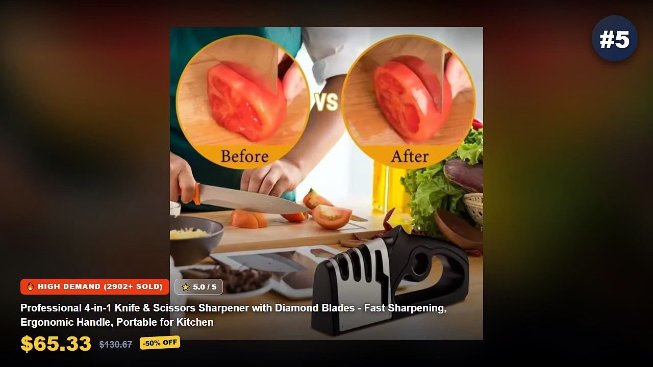 Don't Buy Ergonomic Knife Sharpener Before Watching This! - Professional 4 in 1 Knife & Scissors Sharpener with Diamond ...