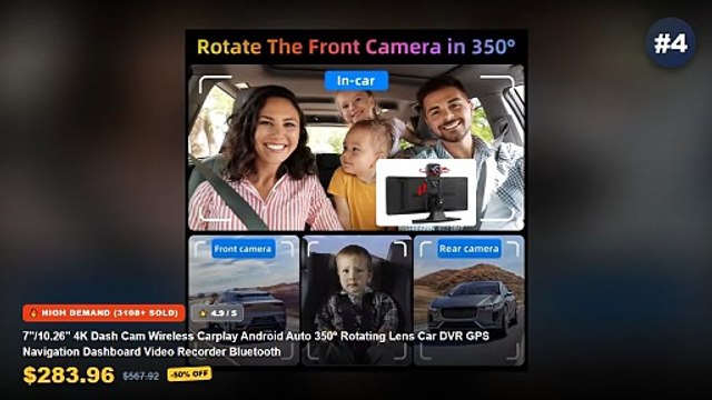 Automatic Dash Board: Top 5 Best Sellers - 10/11.26 inch 4K Dash Cam Wireless Carplay & Android Auto Car Dvr 360 ° Rotat...