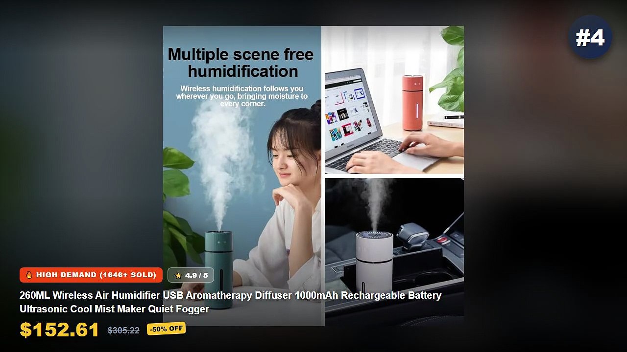 Cheap & Best Wireless Humidifier Unboxing & Review - Cordless Rechargeable Air Humidifier 2000mAh Wireless Cool Mist Dif...