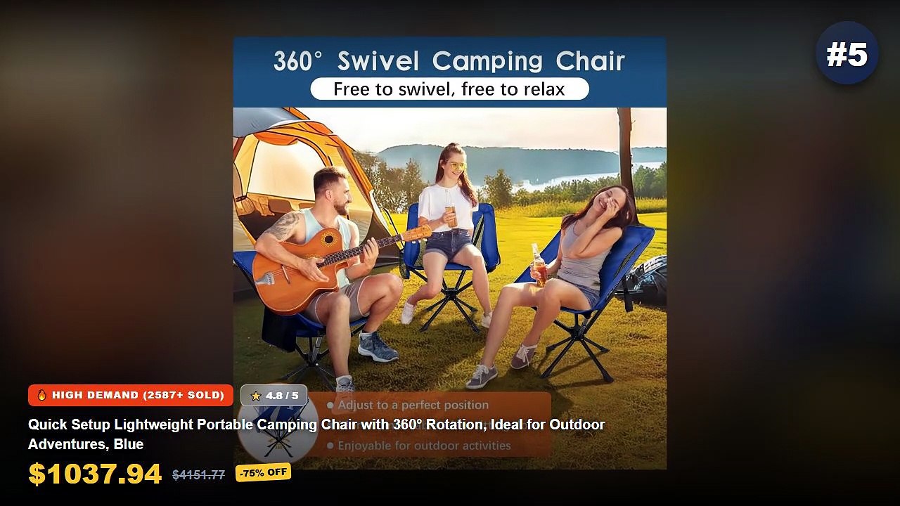 Best Rechargeable Camping Chair on AliExpress | Review - Quick Setup Lightweight Portable Camping Chair with 360° Rotati...