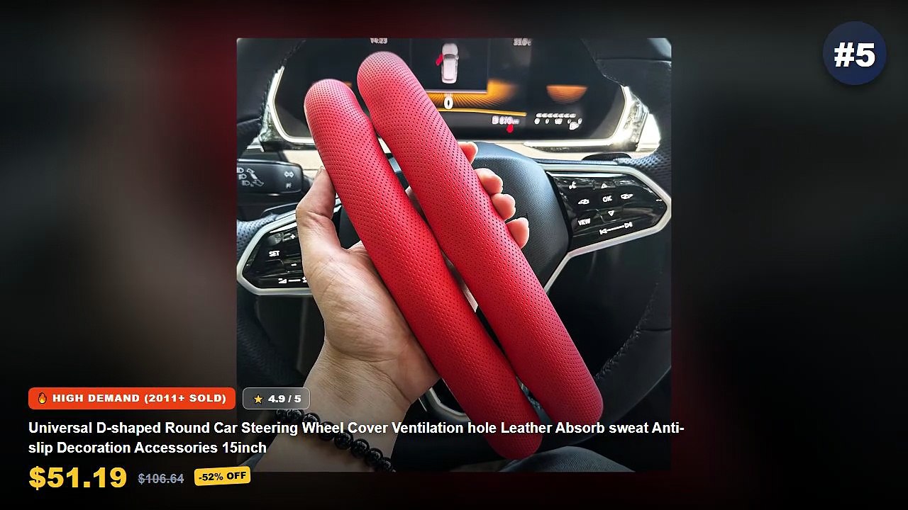 Top 5 Best Steering Wheel Cover Accessories (Must Have!) - Universal D shaped Round Car Steering Wheel Cover Ventilation...