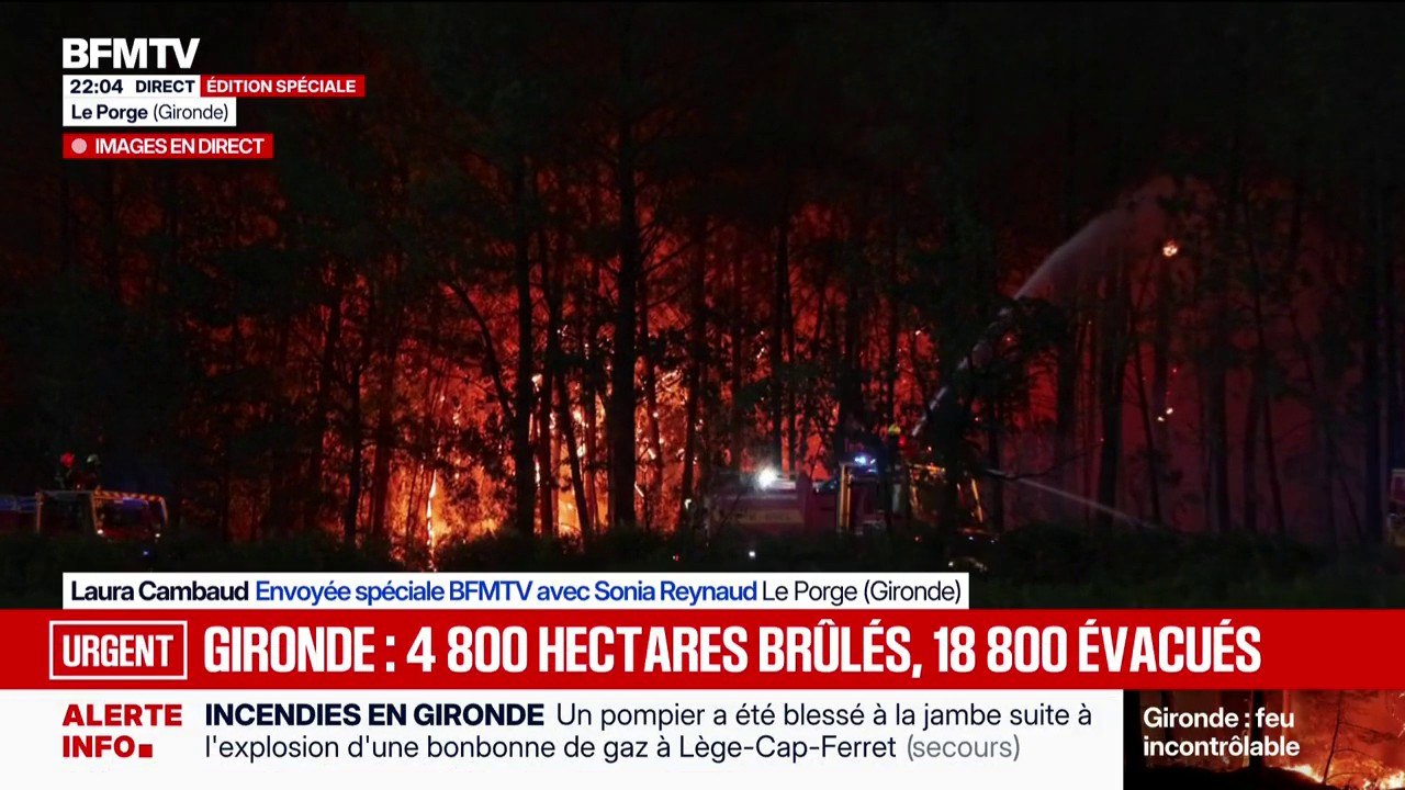 Incendie en Gironde: le feu a désormais parcouru 4.800 hectares, 800 pompiers sont mobilisés
