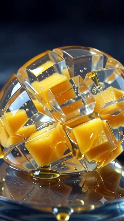 Mango Crystal Jelly Cut ASMR | Transparent Jelly Slicing in 4K | Satisfying Original Sound
