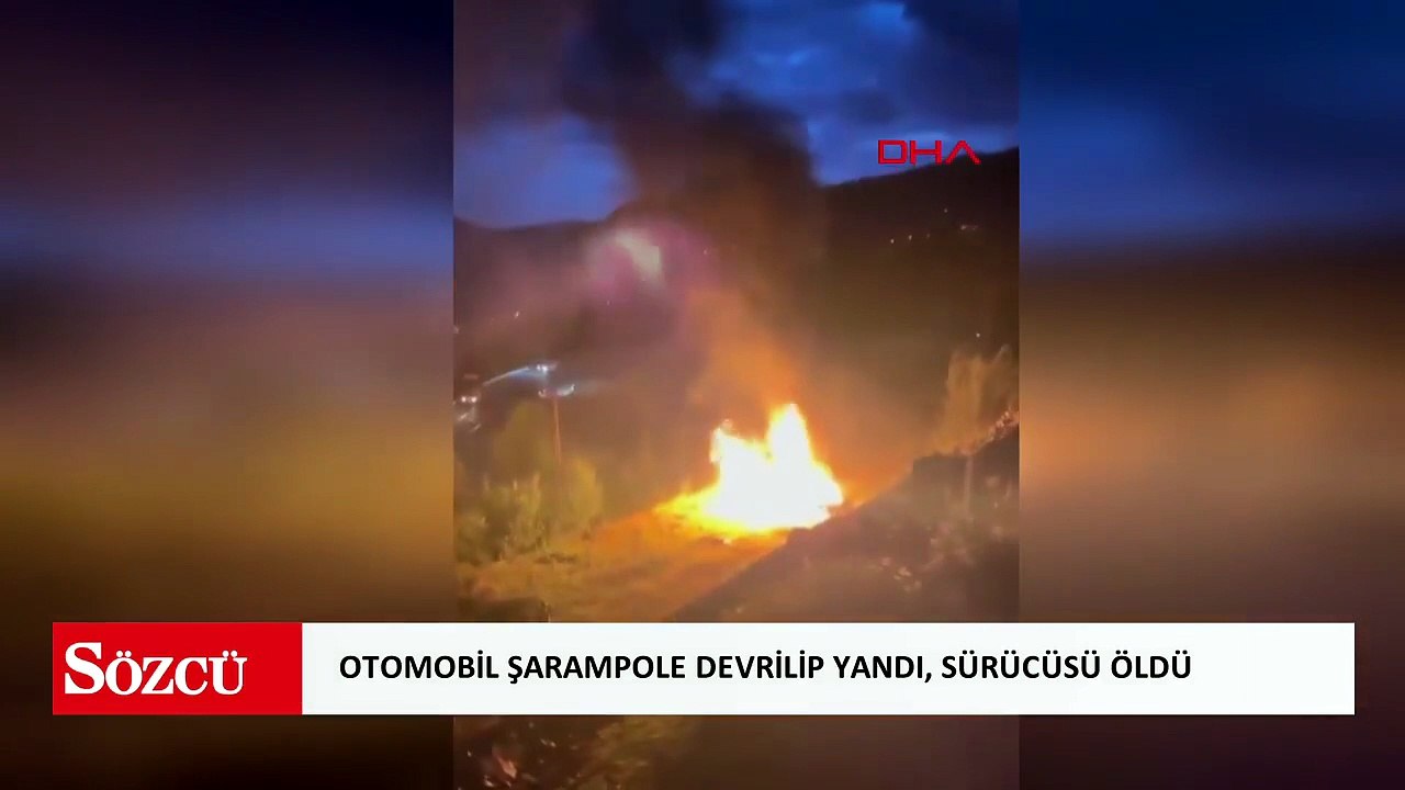 Otomobil şarampole devrilip yandı, sürücüsü öldü