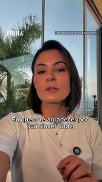 Michelle Bolsonaro grava vídeo dizendo que aceita pedido de desculpas de Flávio
