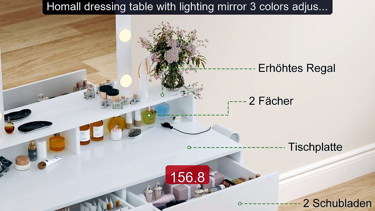 Homall dressing table with lighting mirror 3 colors adjustable bri... -- Best Deal 2026 | Shop Now!