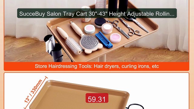 SucceBuy Salon Tray Cart 30 -43 Height Adjustable Rolling Salon Tr... Top Rated 2026 | Buy Now!