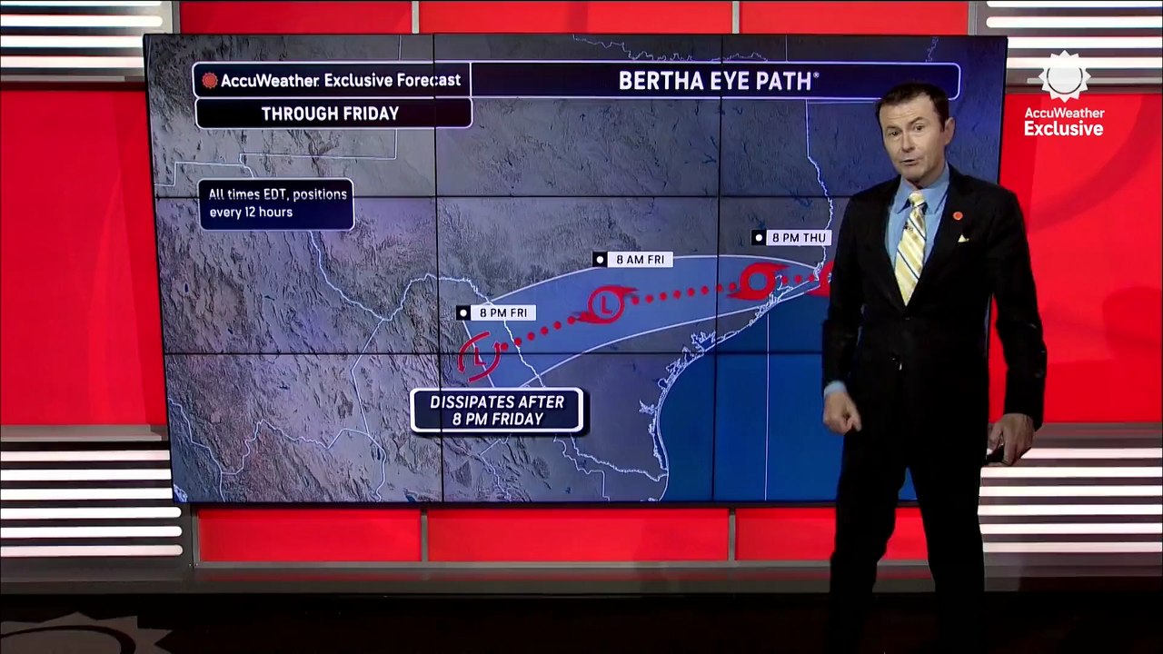Bertha begins to lose wind intensity over Texas