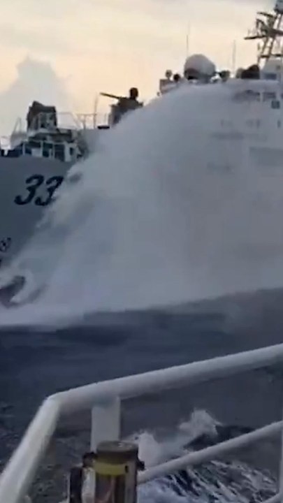 China unleashes water cannons on Philippine vessel