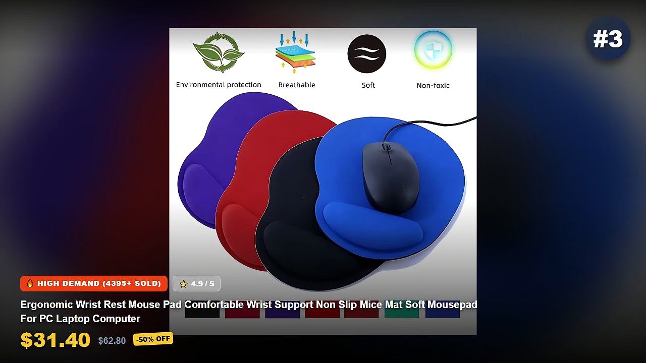 Top 5 Best Ergonomic Mouse Pad (Must Have!) - Ergonomic Wrist Rest Mouse Pad Comfortable Wrist Support Non Slip High Ela...