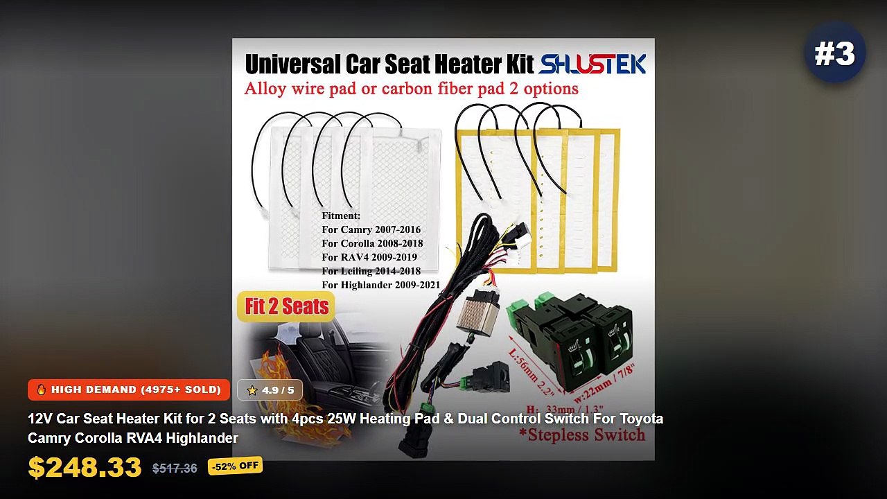 Dog Car Seat Kit: Top 5 Best Sellers - Universal Built in Car Seat Heater Kit Fit 2 Seats 12V 100W Alloy Wire Heating Pa...