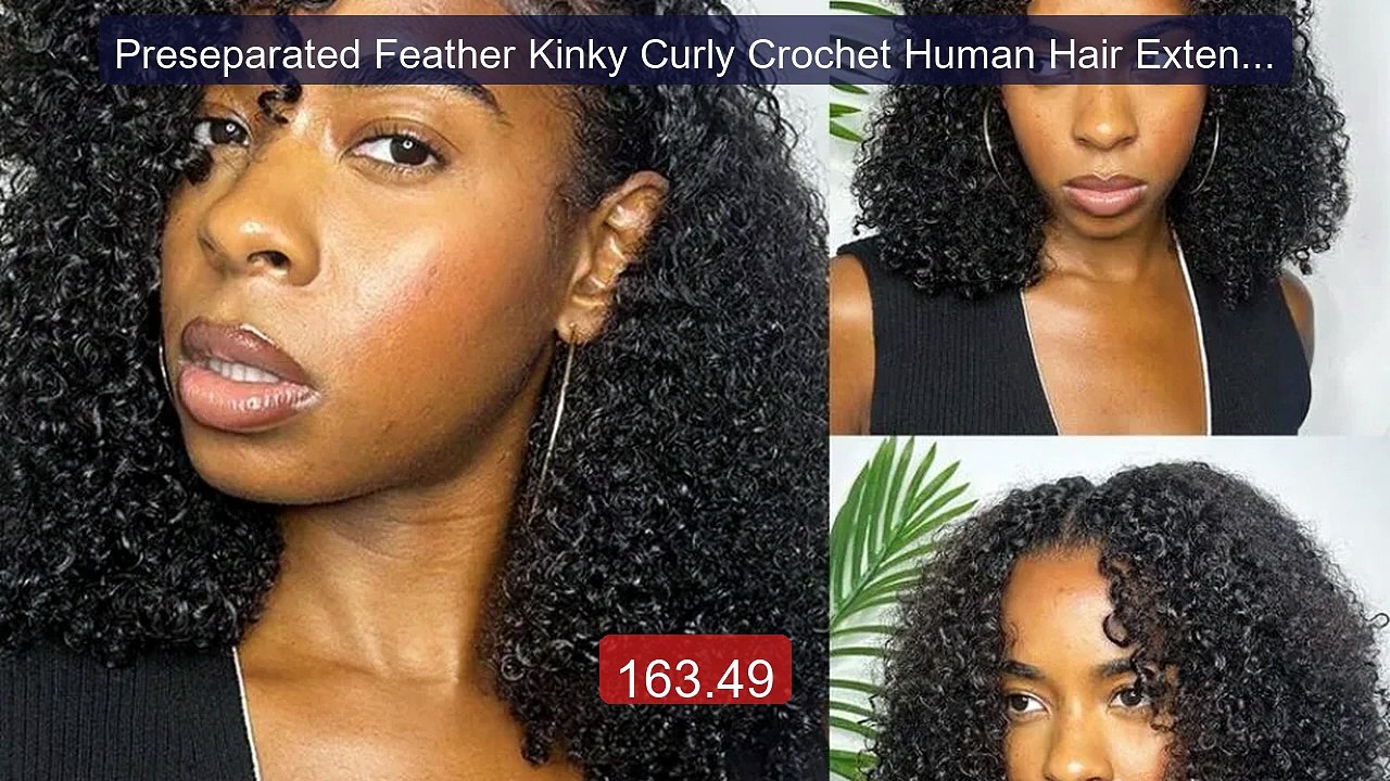 Preseparated Feather Kinky Curly Crochet Human Hair Extensions Pre... -- Best Deal 2026 | Shop Now!