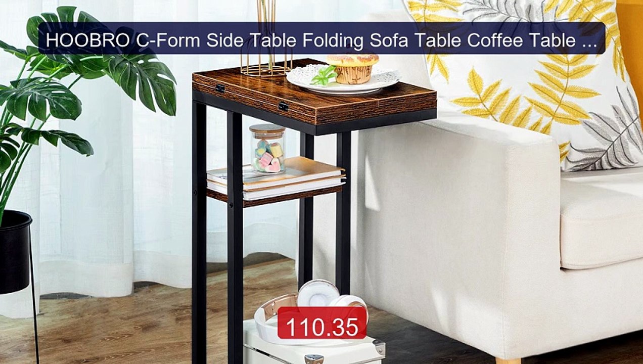 HOOBRO C-Form Side Table Folding Sofa Table Coffee Table Snack Tabl... -- Top Rated 2026 | Buy Now!