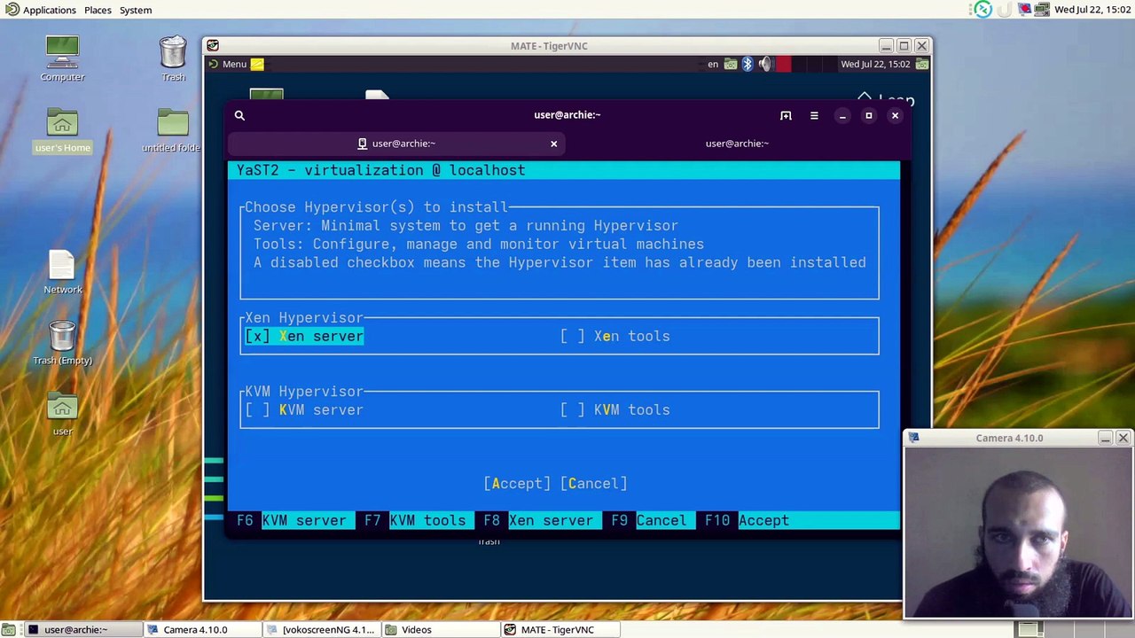 Xen hypervisor setup on opensuse using yast2