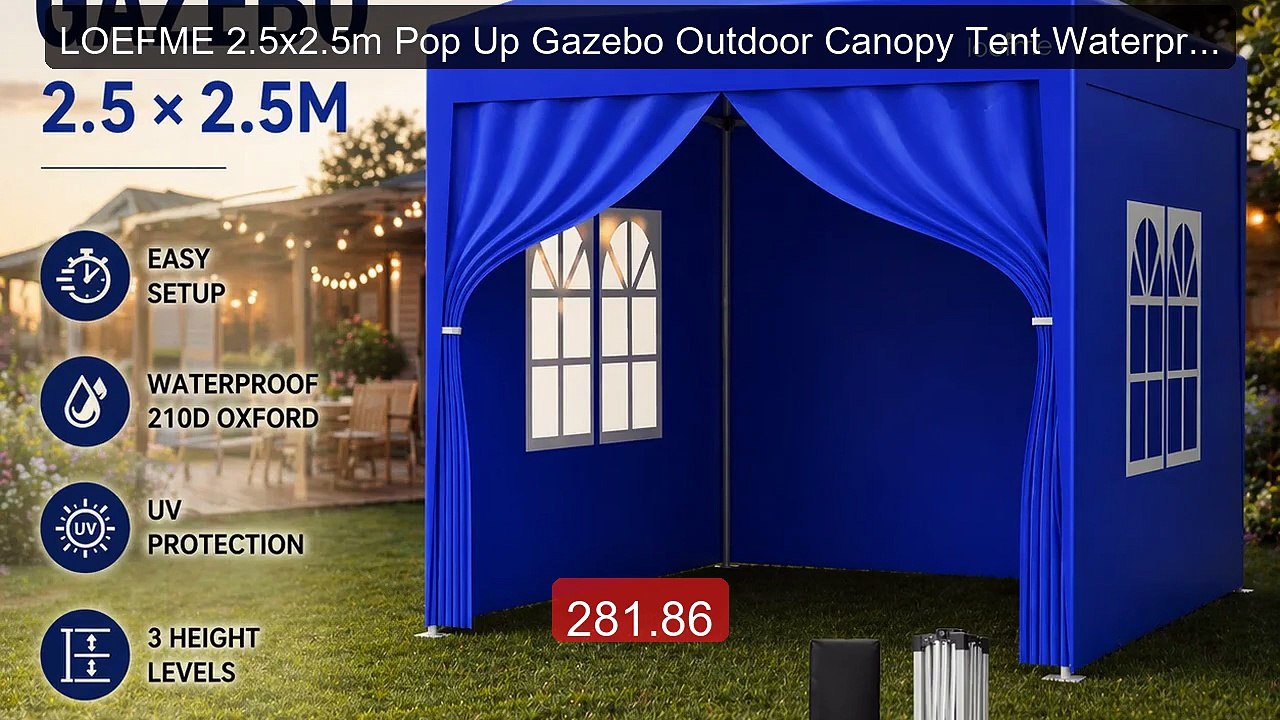 LOEFME 2.5x2.5m Pop Up Gazebo Outdoor Canopy Tent Waterproof Sun Sh... -- Top Rated 2026 | Buy Now!
