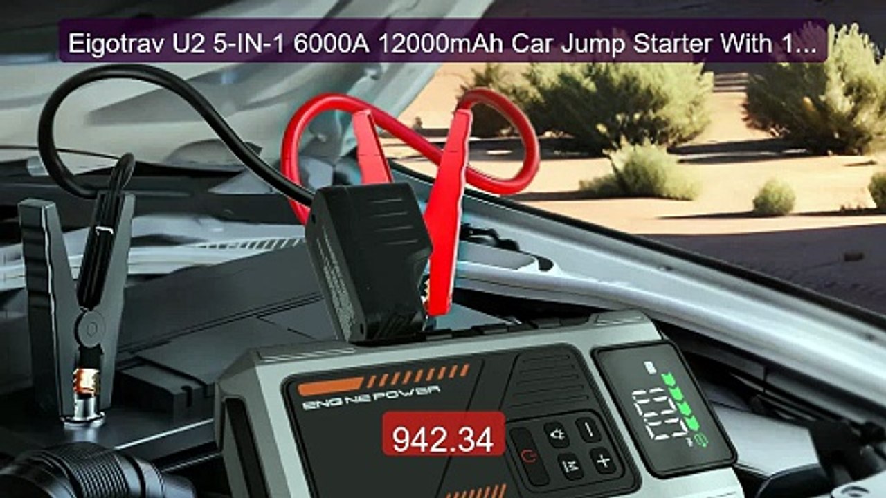 Eigotrav U2 5-IN-1 6000A 12000mAh Car Jump Starter With 150PSI... -- Hot Deal 2026 | Limited Offer!