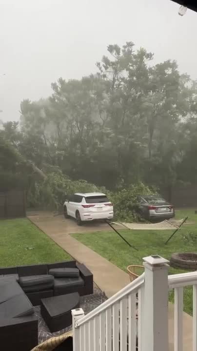 Powerful Windstorm Sends Tree And Furniture Flying In Elizabeth, Pennsylvania
