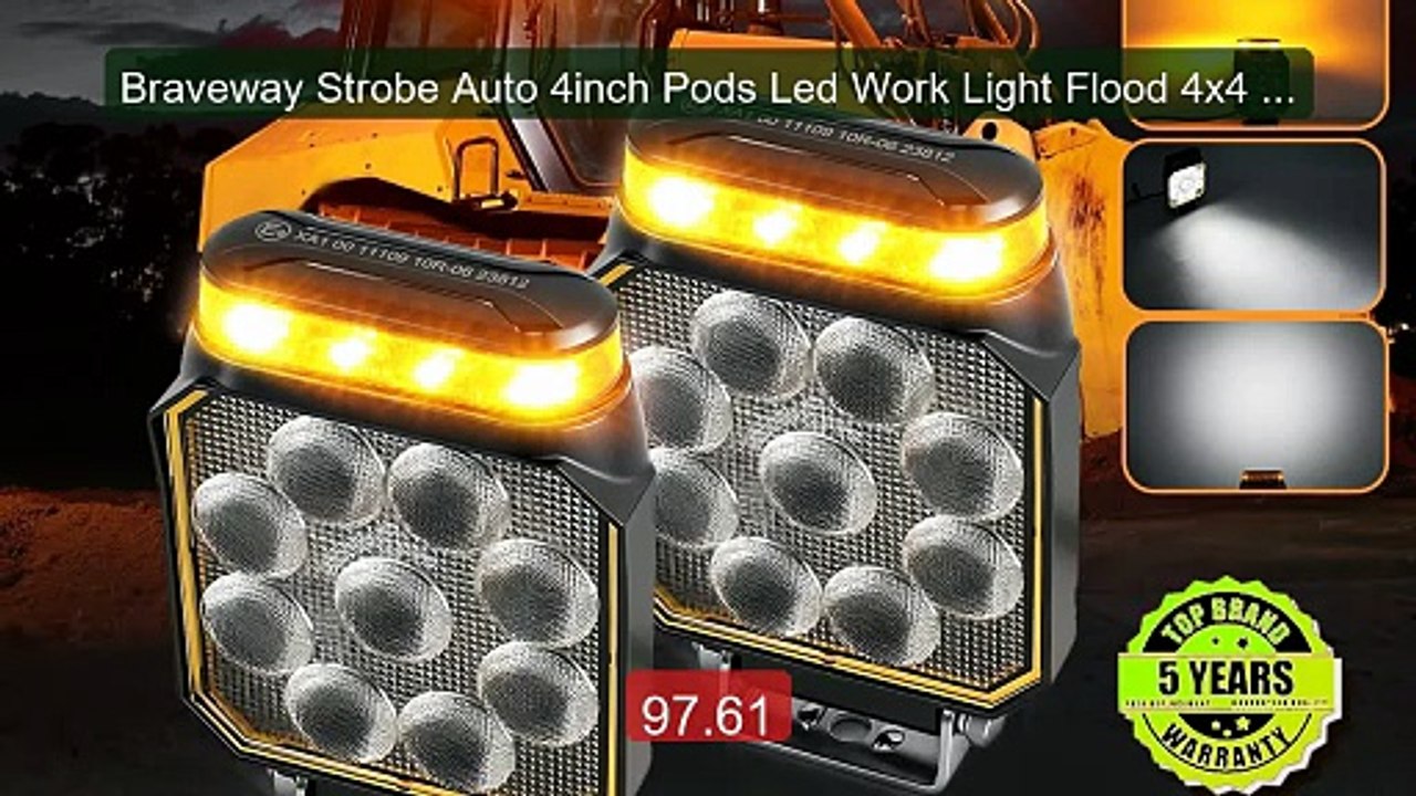 Braveway Strobe Auto 4inch Pods Led Work Light Flood 4x4 Tr... -- Top Pick 2026 | Unbeatable Price!