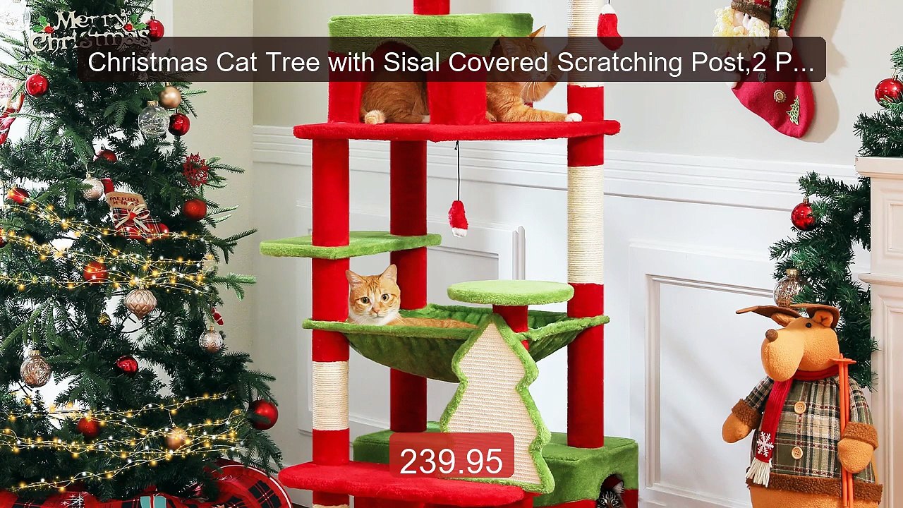 Christmas Cat Tree with Sisal Covered Scratching Post,2 Pad... -- Top Pick 2026 | Unbeatable Price!