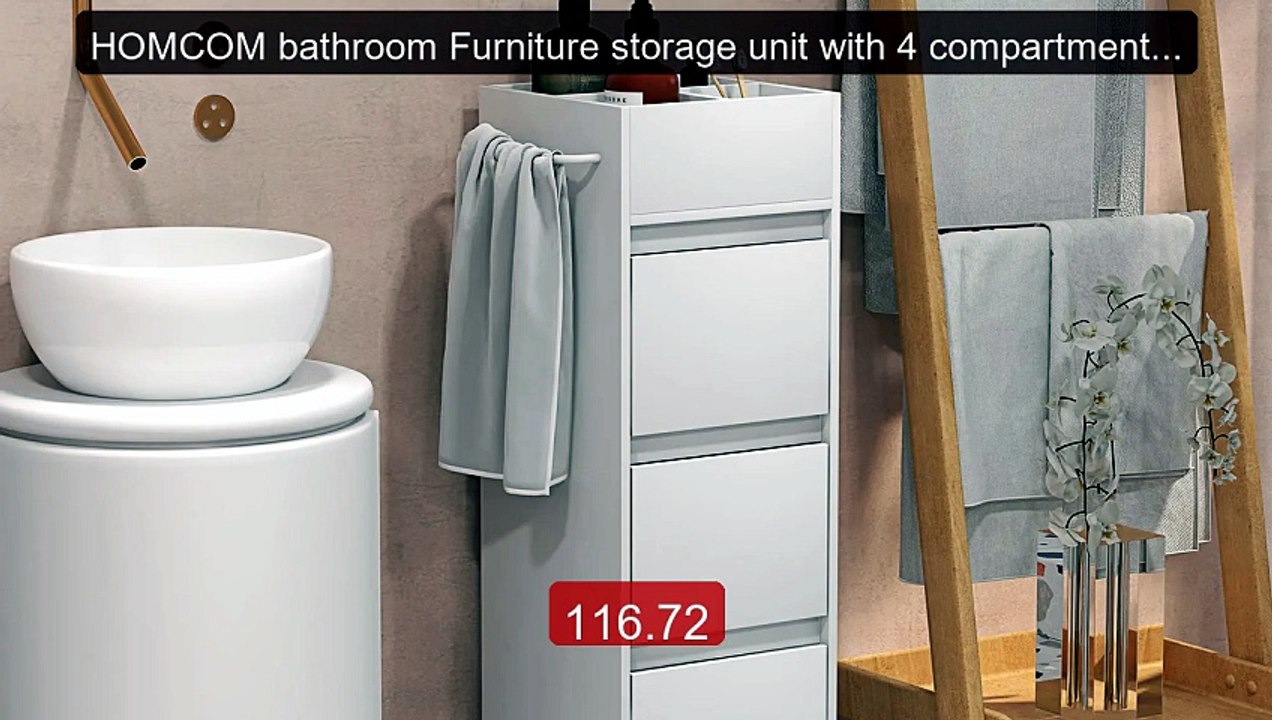HOMCOM bathroom Furniture storage unit with 4 compartments on... -- Amazing Value 2026 | Must Have!