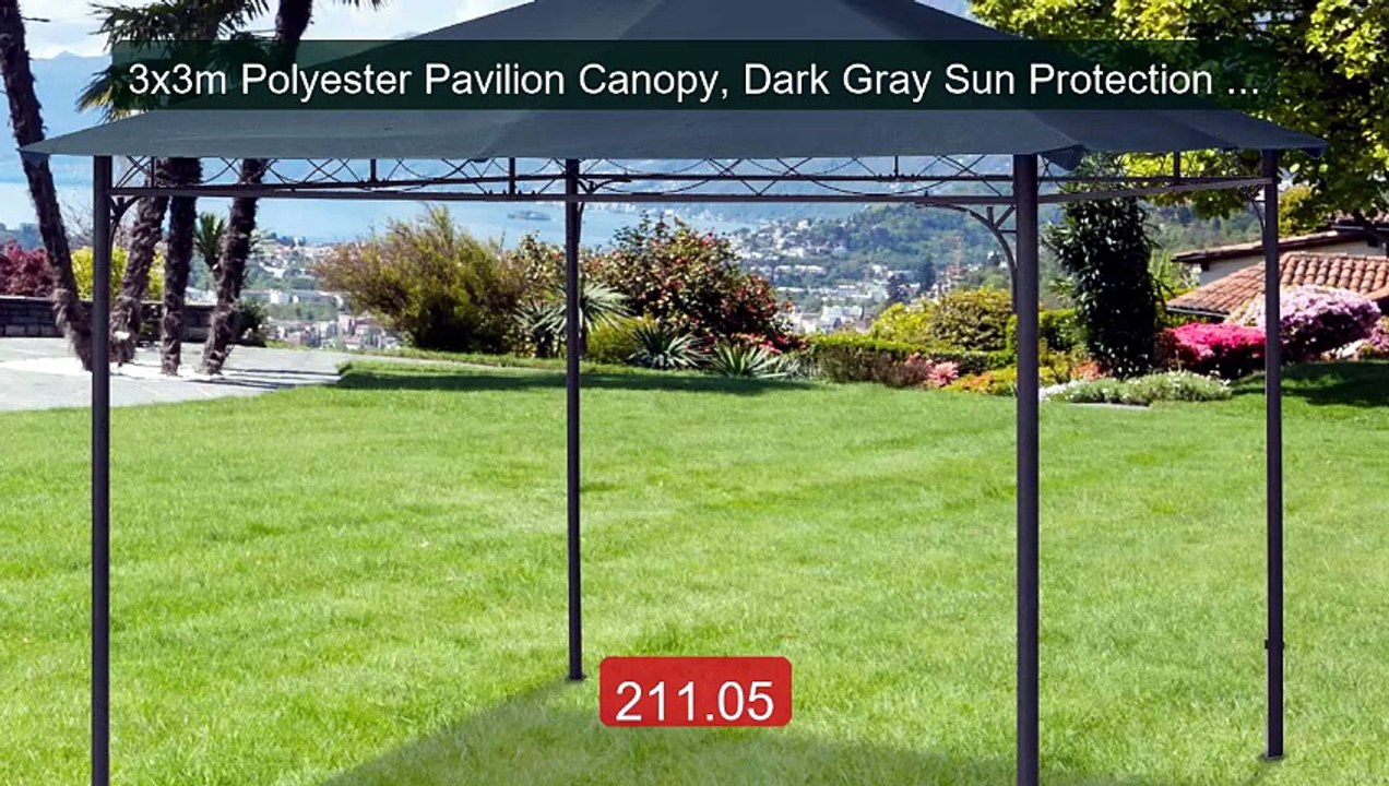 3x3m Polyester Pavilion Canopy, Dark Gray Sun Protection Cover... -- Hot Deal 2026 | Limited Offer!