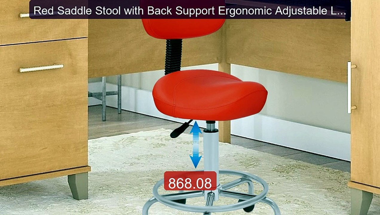 Red Saddle Stool with Back Support Ergonomic Adjustable Liftin... -- Best Buy 2026 | Great Quality!