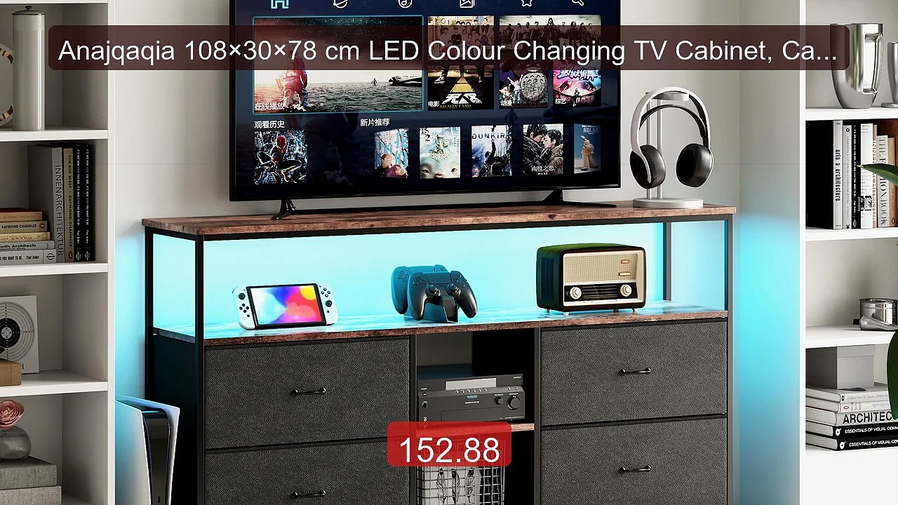Anajqaqia 108×30×78 cm LED Colour Changing TV Cabinet, Cabinet... -- Hot Deal 2026 | Limited Offer!