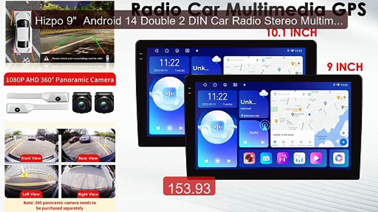 Hizpo 9"  Android 14 Double 2 DIN Car Radio Stereo Multimedia Playe... -- Top Rated 2026 | Buy Now!