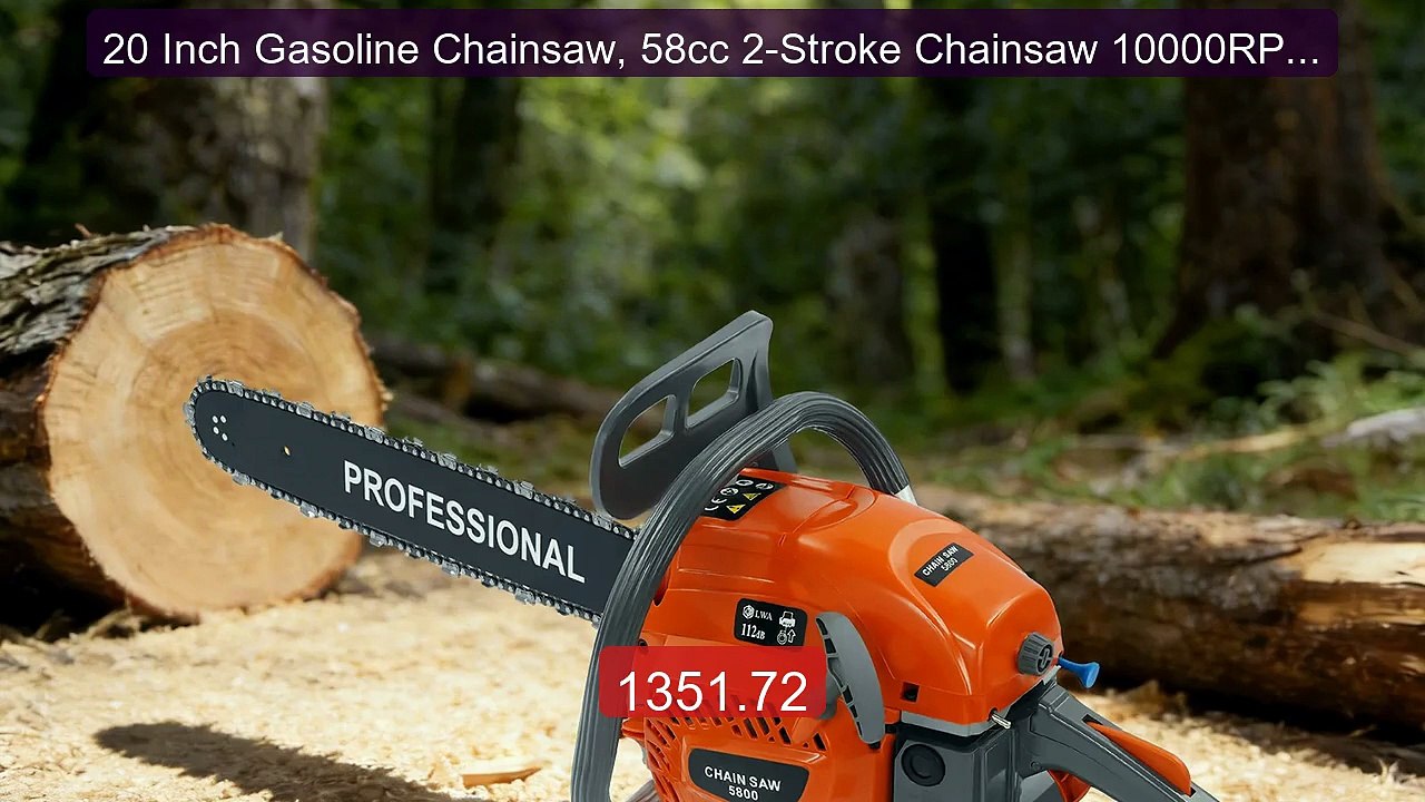 20 Inch Gasoline Chainsaw, 58cc 2-Stroke Chainsaw 10000RPM with Sa... -- Best Deal 2026 | Shop Now!