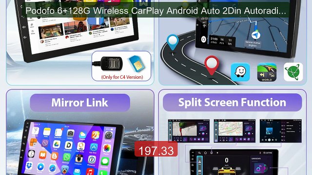 Podofo 6+128G Wireless CarPlay Android Auto 2Din Autoradio for... Hot Deal 2026 | Limited Offer!