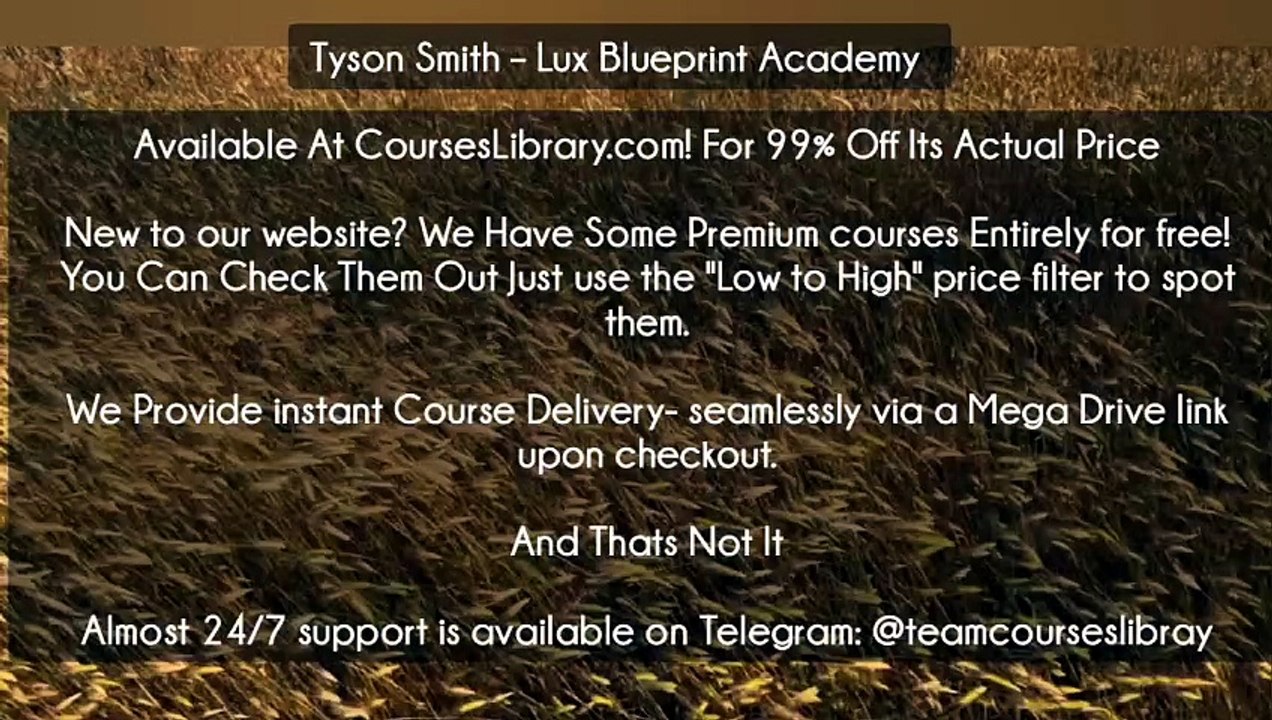 (Courseslibrary.com)Tyson Smith – Lux Blueprint Academy