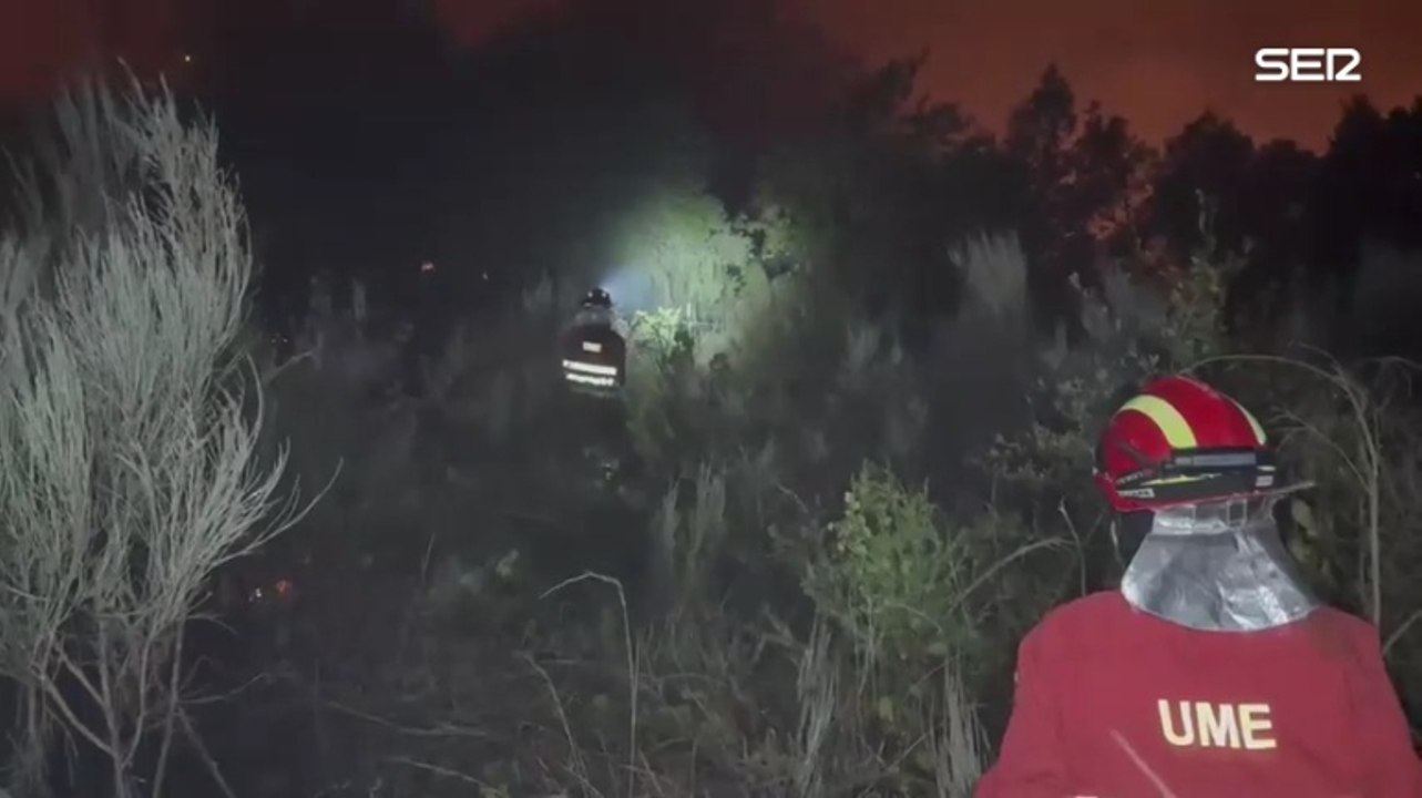La UME trabaja en la extinción del incendio forestal de Burgohondo (Ávila)