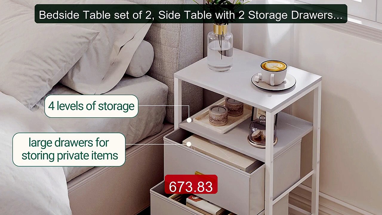 Bedside Table set of 2, Side Table with 2 Storage Drawers, Ope... -- Best Buy 2026 | Great Quality!