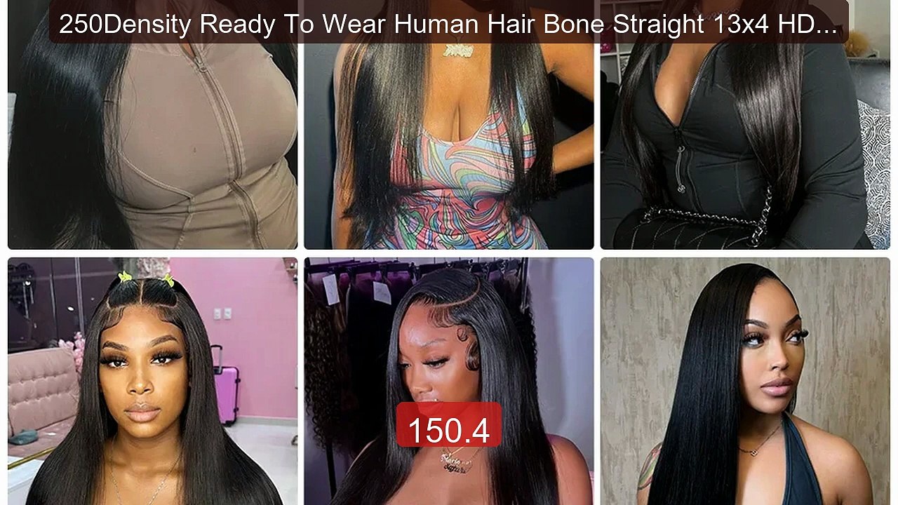 250Density Ready To Wear Human Hair Bone Straight 13x4 HD Lace Fro ...