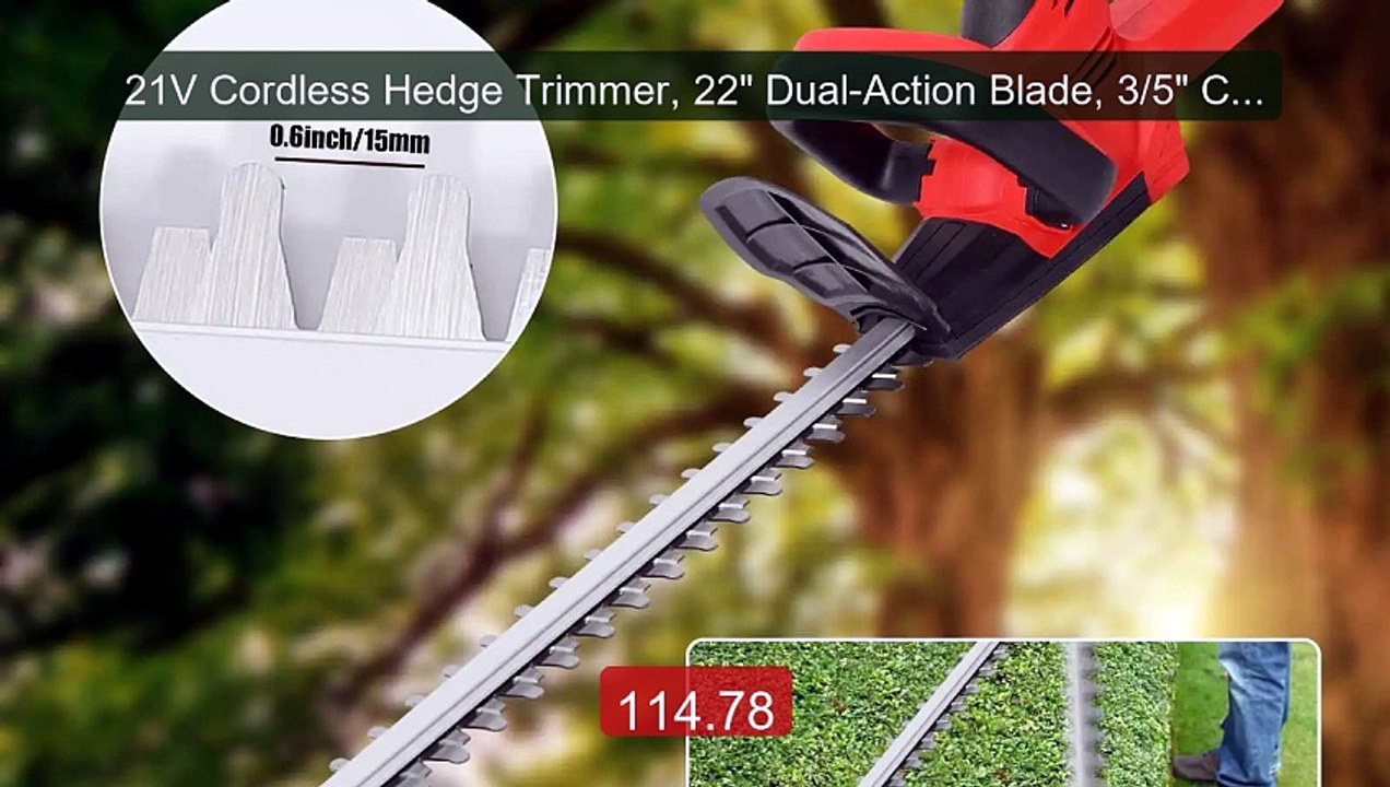 21V Cordless Hedge Trimmer, 22" Dual-Action Blade, 3/5" Cut Capaci... -- Best Deal 2026 | Shop Now!