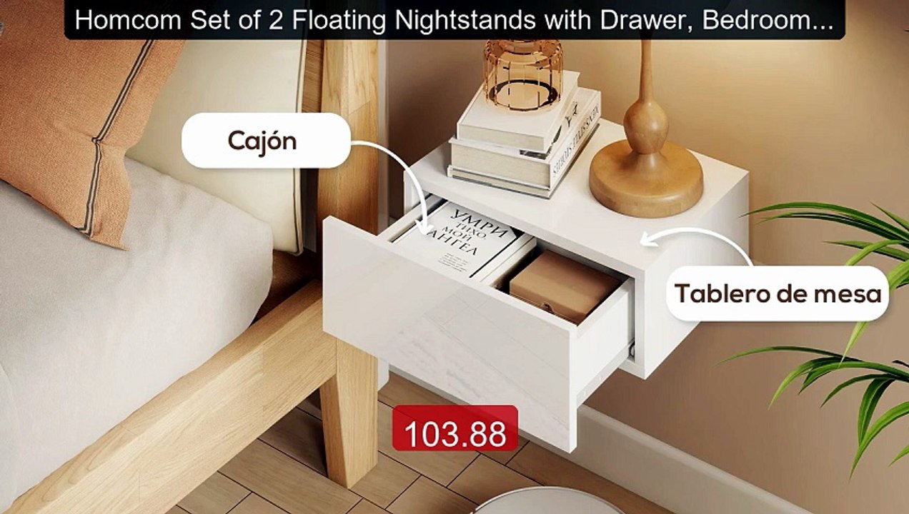 Homcom Set of 2 Floating Nightstands with Drawer, Bedroom Nigh... -- Hot Deal 2026 | Limited Offer!