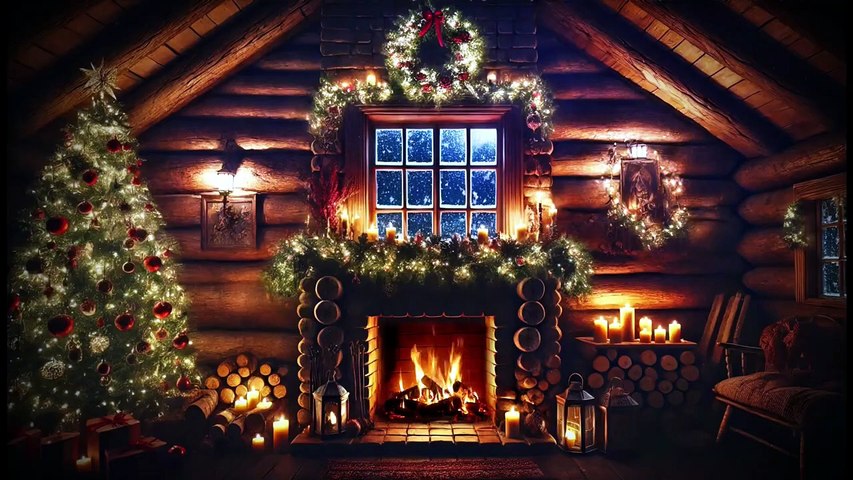 🎄 Cheminée de Noël chaleureuse _ 🔥 Crépitement du feu _ Musique relaxante