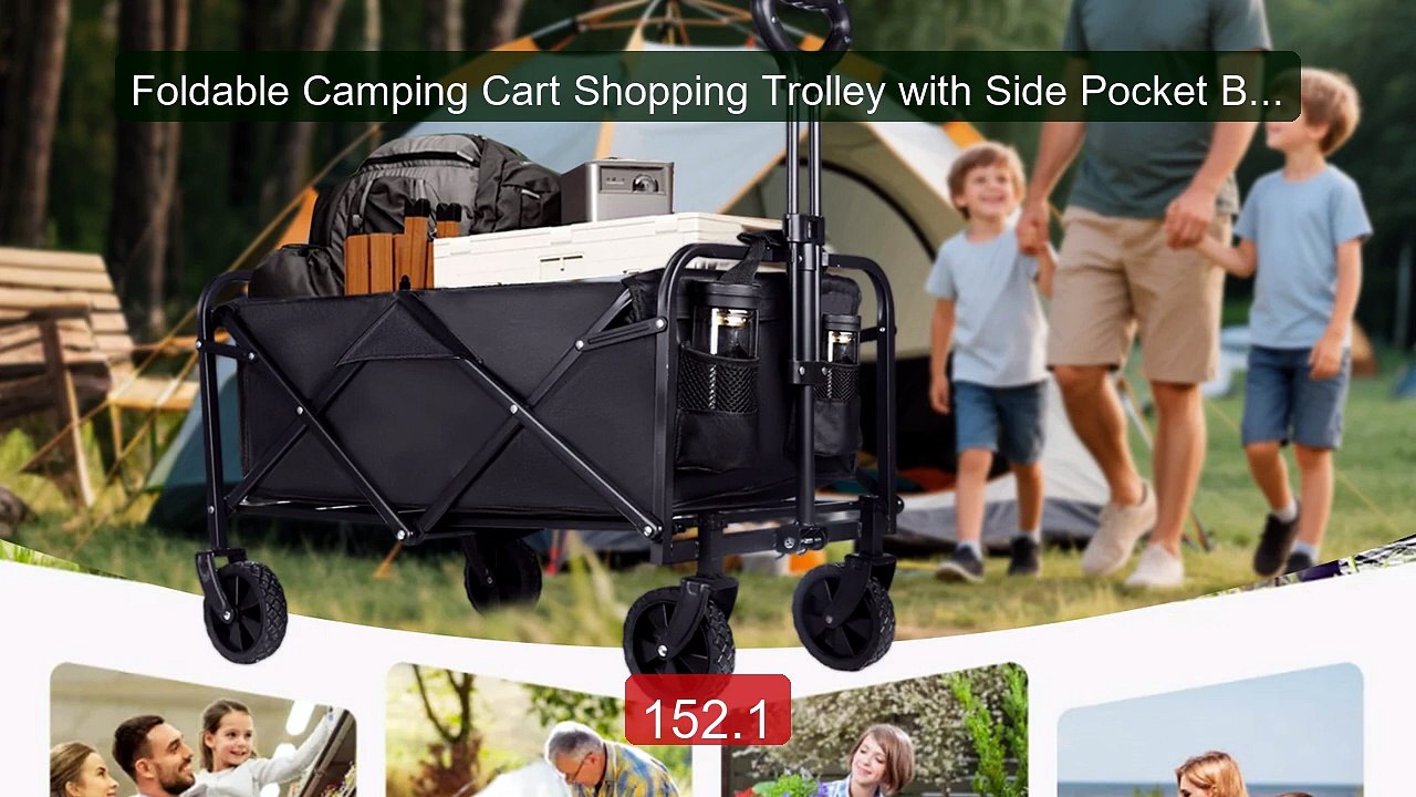 Foldable Camping Cart Shopping Trolley with Side Pocket Bottle Hol... -- Best Deal 2026 | Shop Now!