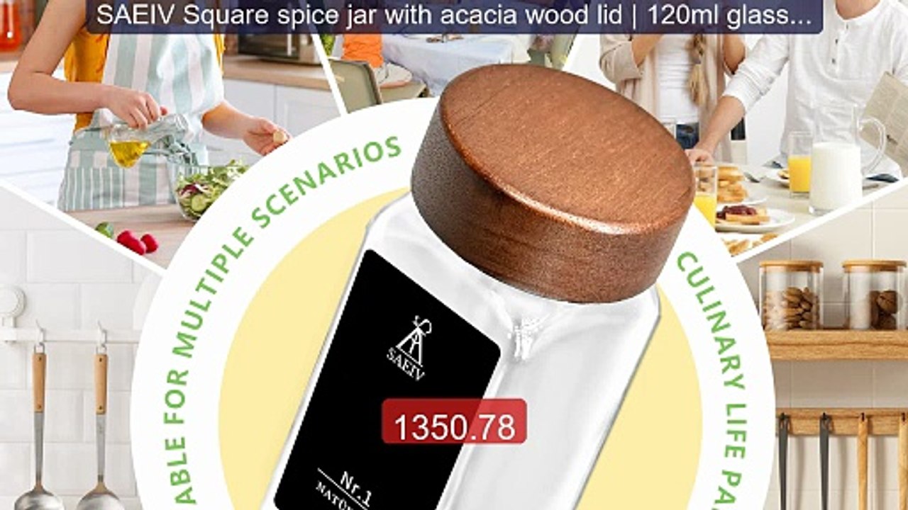 SAEIV Square spice jar with acacia wood lid | 120ml glass spi... -- Amazing Value 2026 | Must Have!