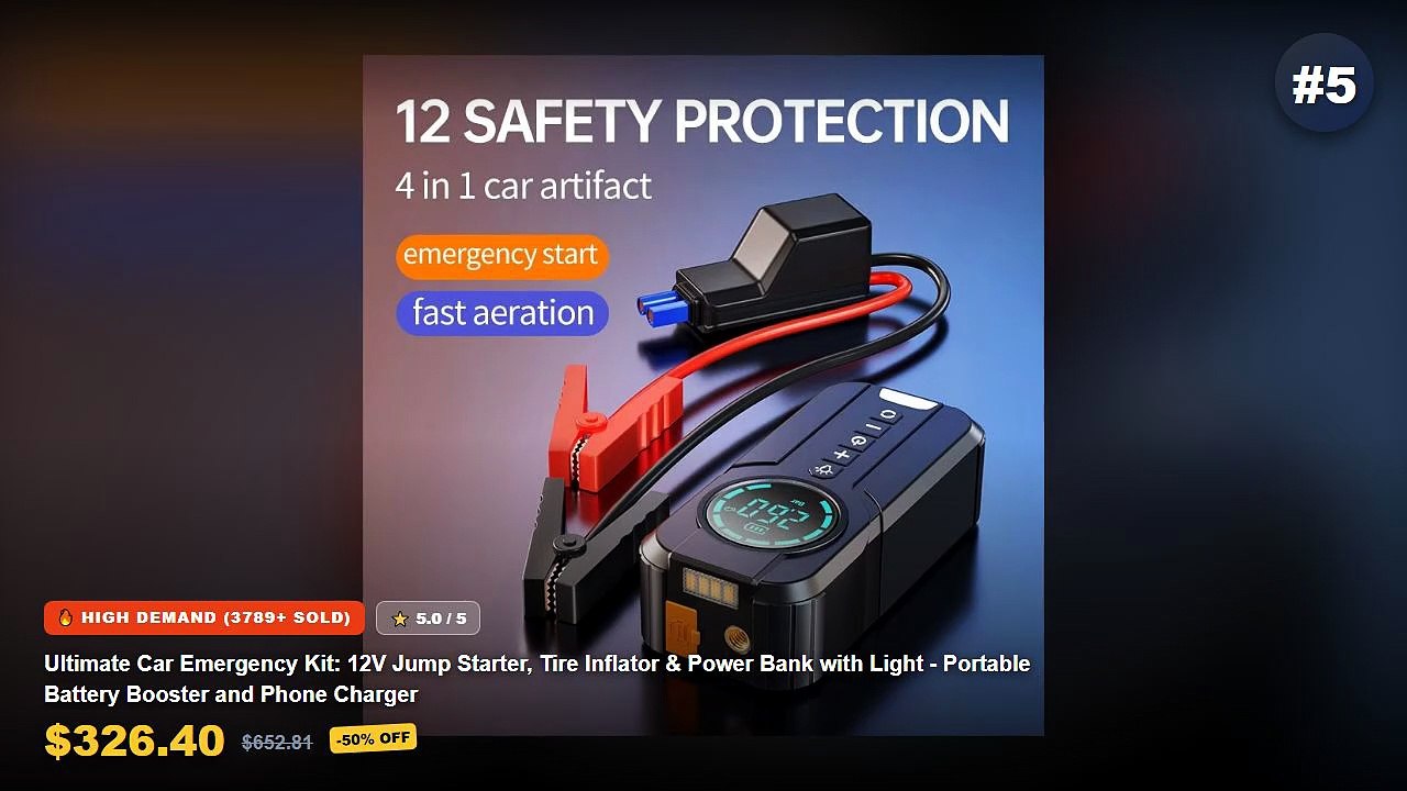 Don't Buy Jump Starter Kit Before Watching This! - Ultimate Car Emergency Kit: 12V Jump Starter, Tire Inflator & Power B...