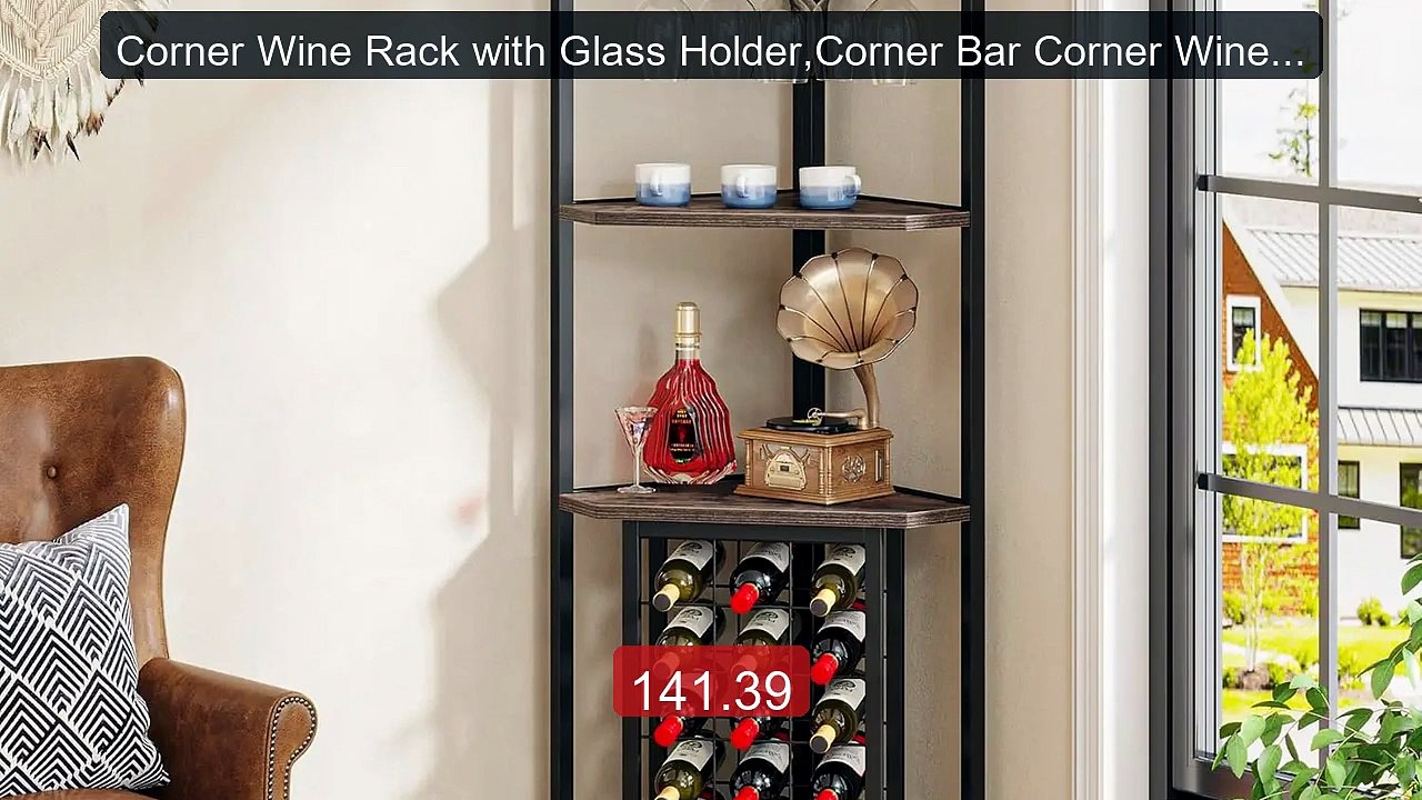 Corner Wine Rack with Glass Holder,Corner Bar Corner Wine Cab... -- Amazing Value 2026 | Must Have!