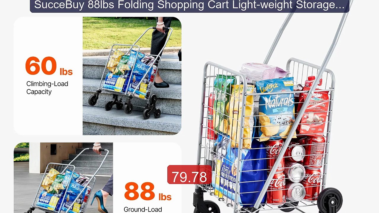 SucceBuy 88lbs Folding Shopping Cart Light-weight Storage Sta... -- Amazing Value 2026 | Must Have!