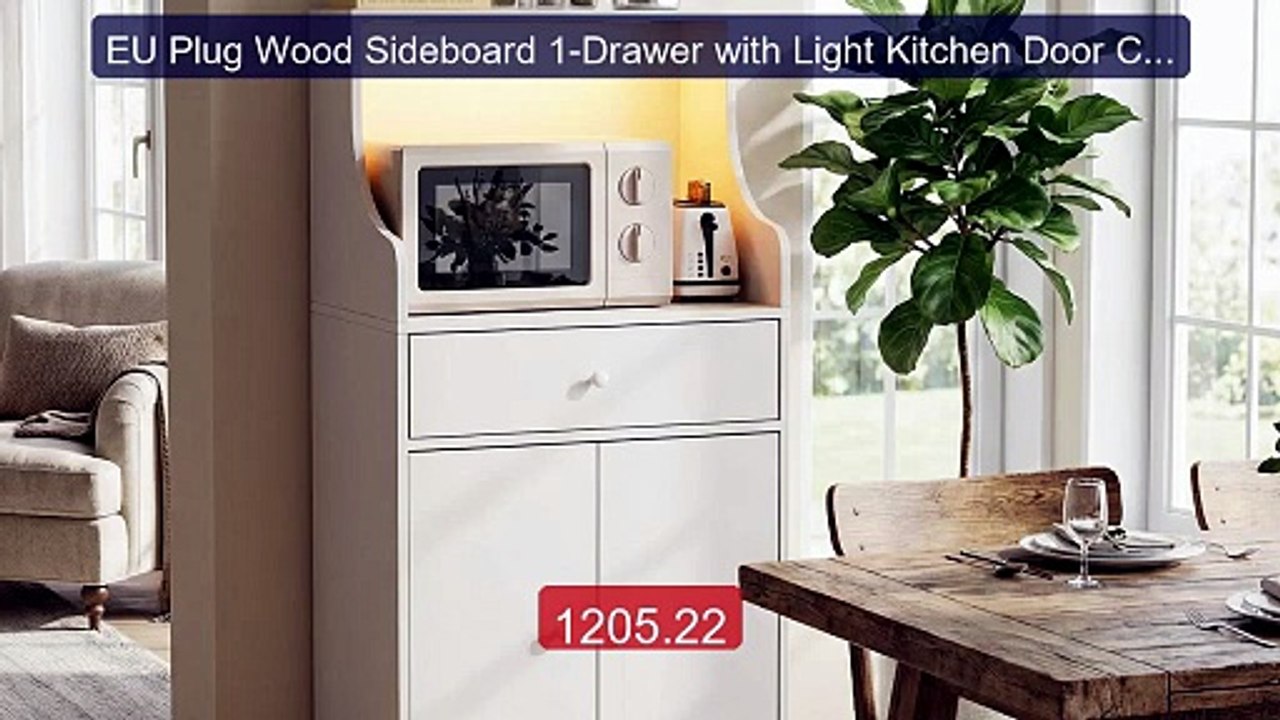 EU Plug Wood Sideboard 1-Drawer with Light Kitchen Door Cab... -- Top Pick 2026 | Unbeatable Price!
