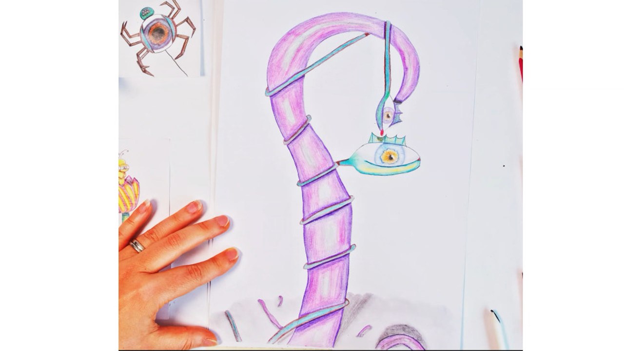 Pure Relaxation: Drawing a cloud tendril  with Colored Pencils